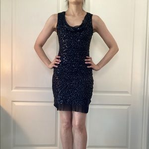 Max Studio Black Stretch Dress with Sequins